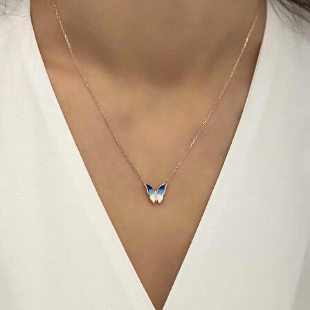 STİLLOVE Gümüş Rose Minimal Kelebek Bayan Kolye