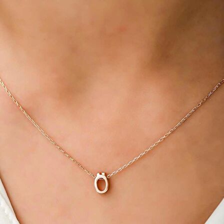 STİLLOVE Gümüş Rose 3 Boyutlu Ö Harf Bayan Kolye