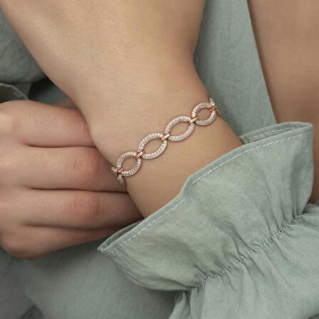 STİLLOVE Gümüş Oval Taşlı Bayan Bileklik