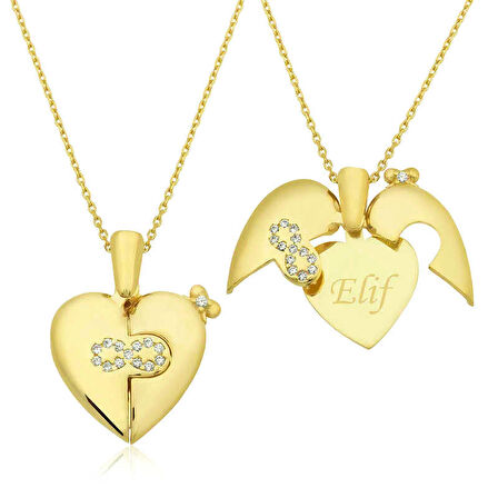 STİLLOVE Gümüş Gold İsim Yazılı Sonsuz Kalp Kolye