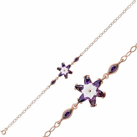 STİLLOVE Gümüş Mor Lotus Çiçeği Bileklik