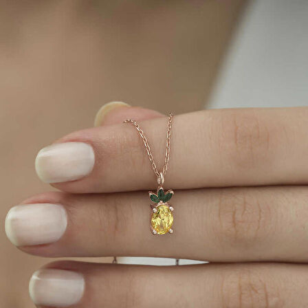 STİLLOVE ​Gümüş Rose Ananas Figür Meyve Kolye