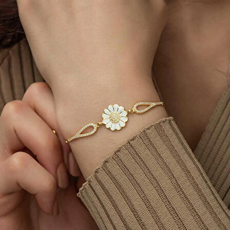STİLLOVE ​Gümüş Gold Papatya Bileklik