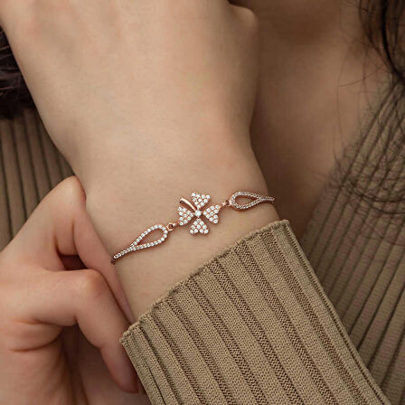 STİLLOVE Gümüş Rose Yonca Bileklik