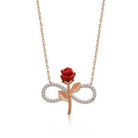 STİLLOVE Gümüş Rose Sonsuz Gül Bayan Kolye