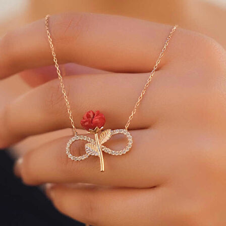 STİLLOVE Gümüş Rose Sonsuz Gül Bayan Kolye