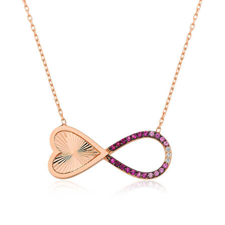 STİLLOVE Gümüş Rose Sonsuz Kalp Bayan Kolye