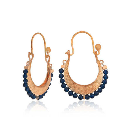 STİLLOVE ​Gümüş Lacivert Taşlı Bohem Küpe
