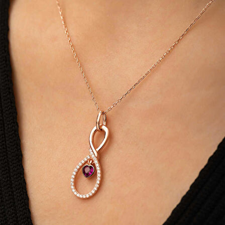 STİLLOVE Gümüş Rose Sonsuz Kalp Kolye