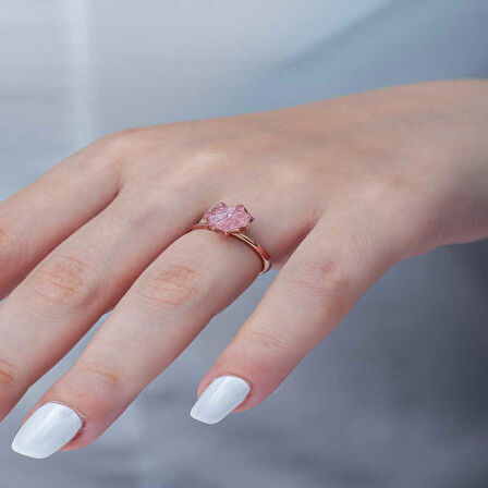 STİLLOVE Gümüş Rose Pembe Lotus Çiçeği Yüzük