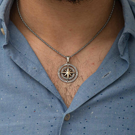 STİLLOVE Gümüş Pusula Unisex Kolye