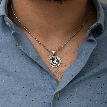 STİLLOVE ​​Gümüş Hilal Bozkurt Kolye