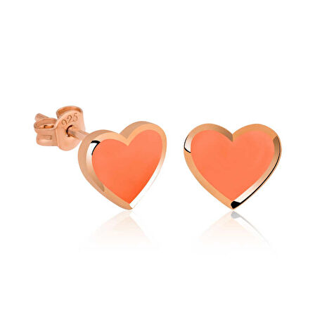 STİLLOVE Gümüş Fosforlu Turuncu Kalp Küpe