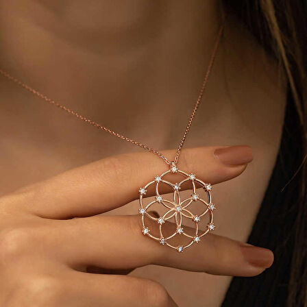 STİLLOVE Gümüş Rose Yaşam Çiçeği Kolye