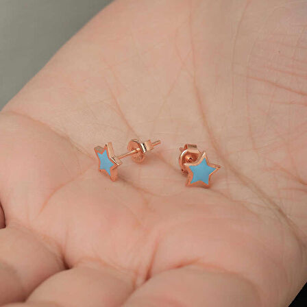 STİLLOVE Gümüş Fosforlu Mavi Yıldız Küpe