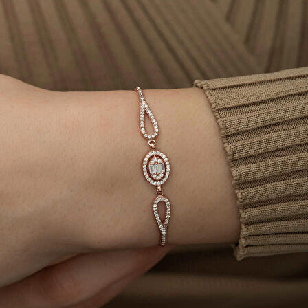 STİLLOVE Gümüş Rose Oval Baget Bileklik