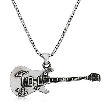STİLLOVE ​Gümüş Elektro Gitar Erkek Kolye