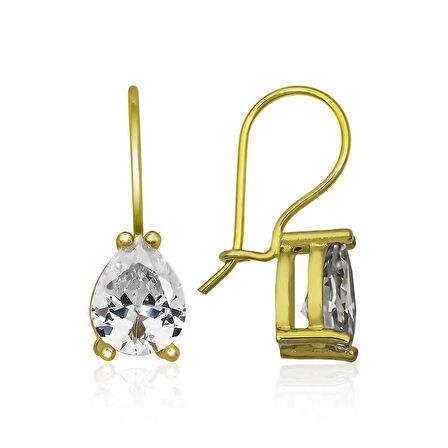 STİLLOVE ​Gümüş Gold Sallantılı Damla Küpe