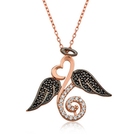 STİLLOVE Gümüş Melek Kanatlı Kalp Bayan Kolye