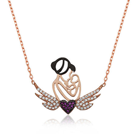 STİLLOVE Gümüş Rose Kalpli Anne Ve Çocuk Kolye
