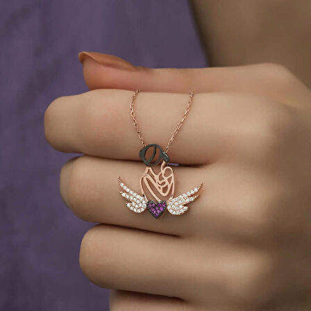 STİLLOVE Gümüş Rose Kalpli Anne Ve Çocuk Kolye