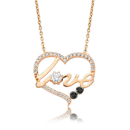 STİLLOVE Gümüş Kalp Love Kadın Kolye