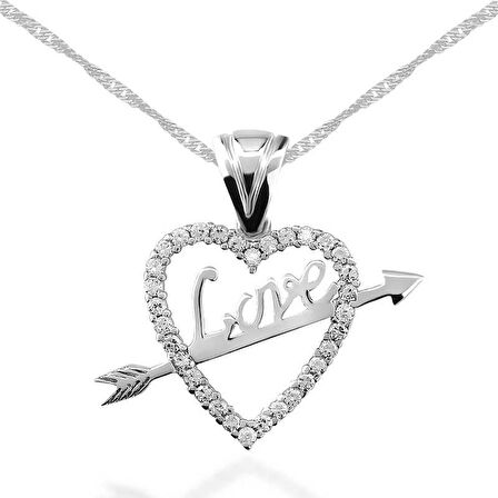 STİLLOVE Gümüş Love Oklu Kalp Bayan Kolye