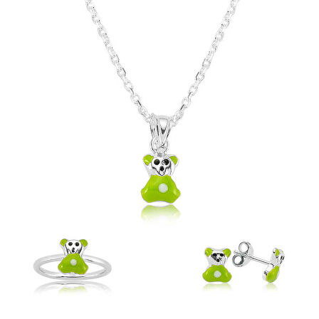 STİLLOVE Gümüş Yeşil Ayıcık Çocuk Set