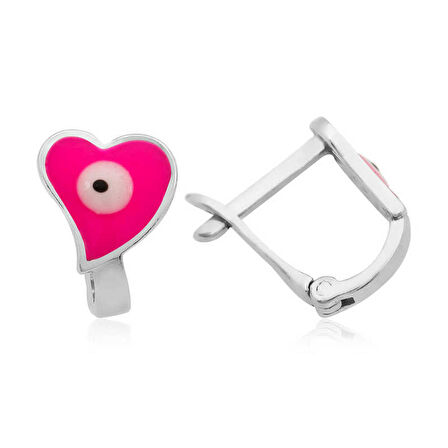 STİLLOVE Gümüş Pembe Kalp Çocuk Küpesi