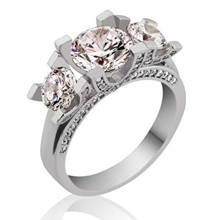 STİLLOVE Gümüş 3 Taş Tria Kadın Yüzük