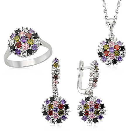 STİLLOVE Gümüş Renkli Taşlı Bayan Set