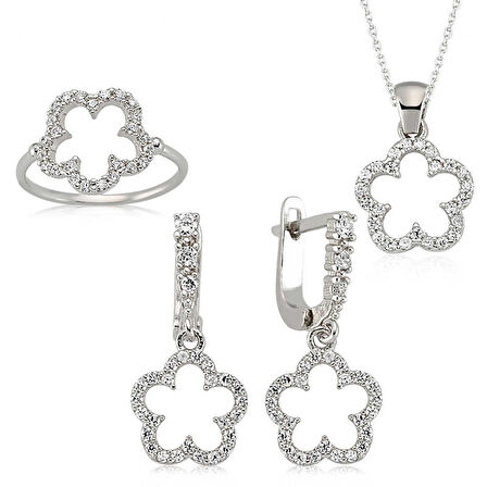STİLLOVE Gümüş Çiçek Bayan Set