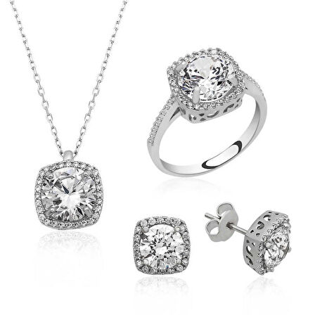 STİLLOVE Gümüş Kare Montür Bayan Set