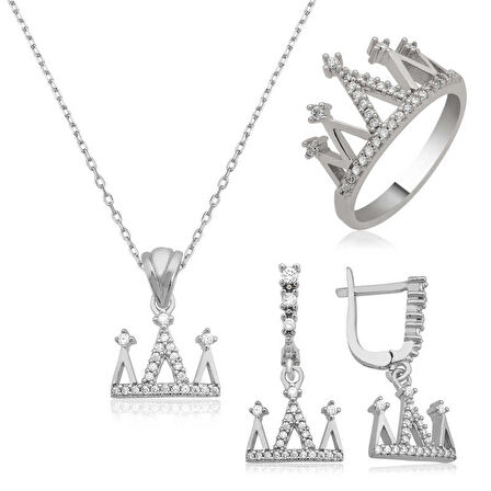 STİLLOVE Gümüş Kraliçe Tacı Bayan Set