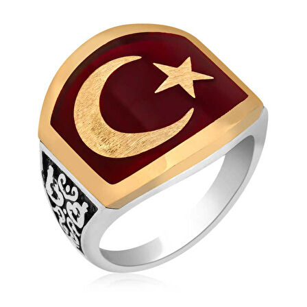 STİLLOVE ​Gümüş Ay Yıldız Erkek Yüzük