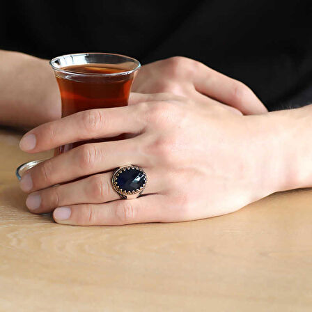 STİLLOVE Gümüş Siyah Zirkon Taşlı Erkek Yüzük