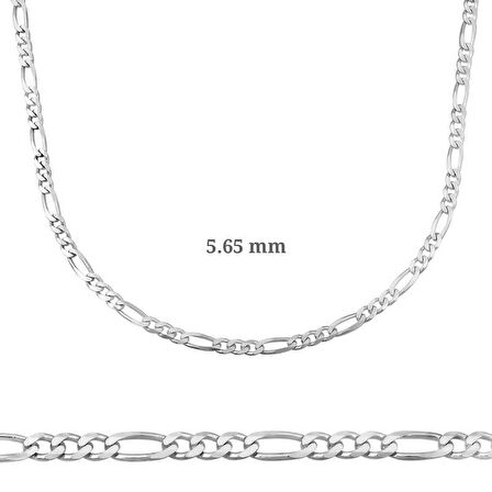 STİLLOVE 5.65 mm Gümüş Figaro Zincir - 160 mikron
