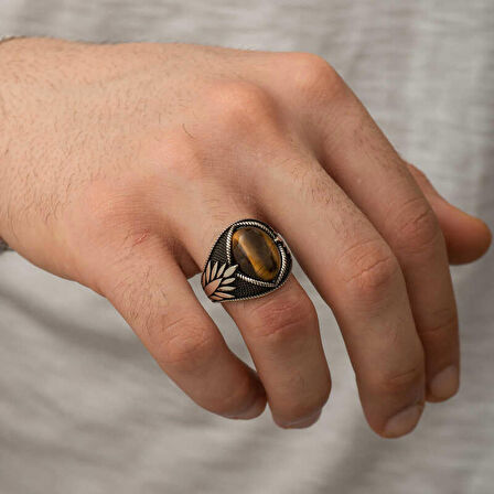 STİLLOVE Gümüş Kaplangözü Taşlı İşlemeli Erkek Yüzük