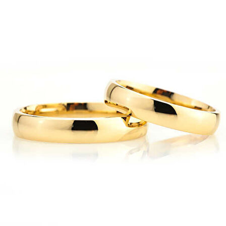 STİLLOVE 4 mm Düz Bombeli Gold Gümüş Alyans