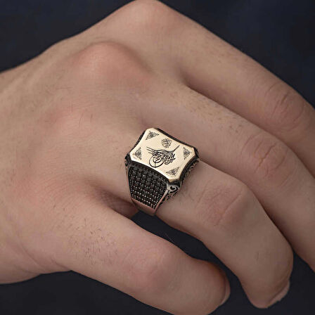 STİLLOVE Gümüş Osmanlı Tuğralı Erkek Yüzük