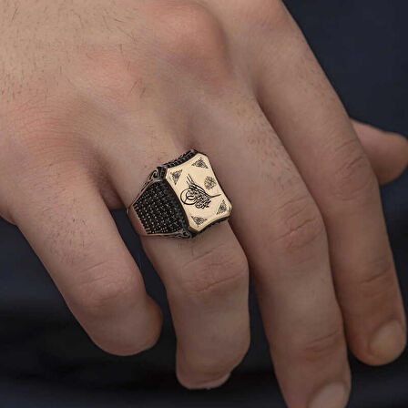 STİLLOVE Gümüş Osmanlı Tuğralı Erkek Yüzük