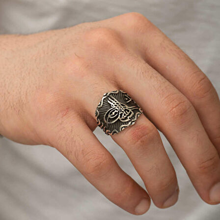 STİLLOVE ​​Gümüş Osmanlı Tuğrası Erkek Yüzük