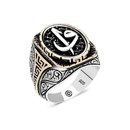 STİLLOVE Gümüş Elif Vav Oval Erkek Yüzük