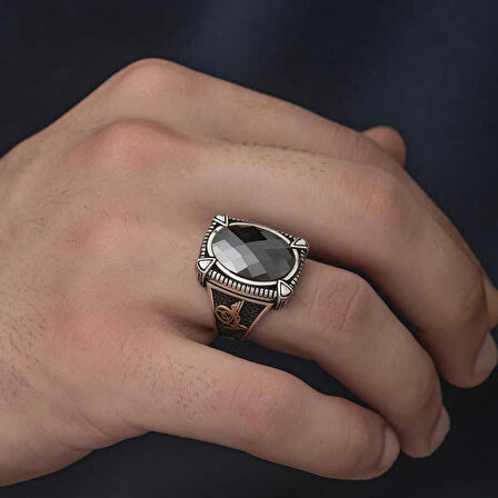 STİLLOVE Gümüş Siyah Zirkon Taşlı Erkek Yüzük