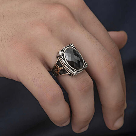 STİLLOVE Gümüş Siyah Zirkon Taşlı Erkek Yüzük