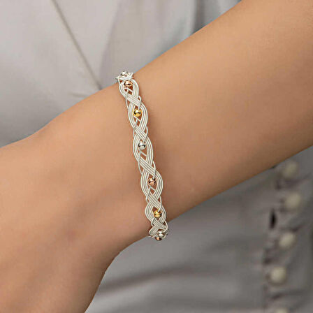 STİLLOVE Gümüş İnci Kazaziye Örgü Bileklik