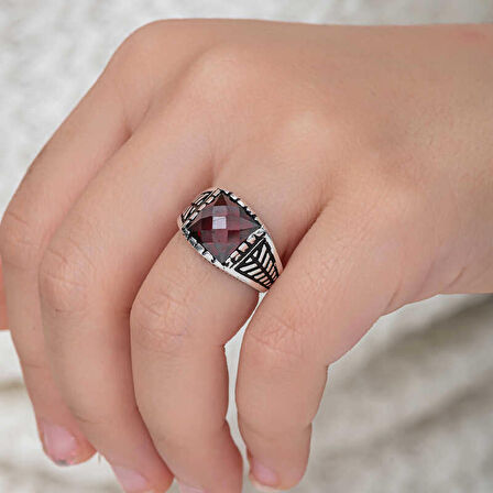 STİLLOVE Gümüş Kırmızı Zirkon Taşlı Çocuk Erkek Yüzük