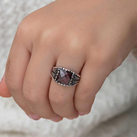 STİLLOVE Gümüş Kırmızı Zirkon Taşlı Çocuk Erkek Yüzük