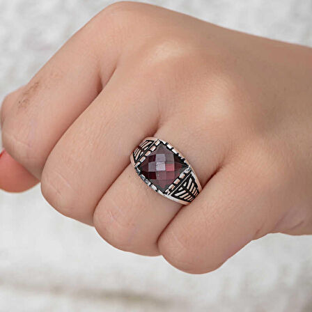 STİLLOVE Gümüş Kırmızı Zirkon Taşlı Çocuk Erkek Yüzük