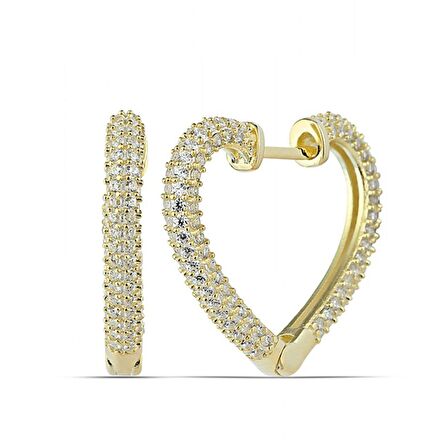 STİLLOVE Gümüş Gold Kalp Kadın Küpe